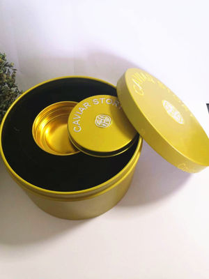Caixa de lata de caviar de vácuo para 30g / 50g Cavair com logotipo de colher de esfregão