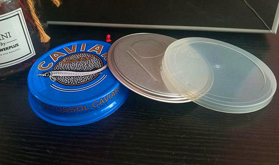 Caviar Ring puxar lata de caviar fácil de abrir lata de alumínio com tampa de plástico 3.5oz e 7oz