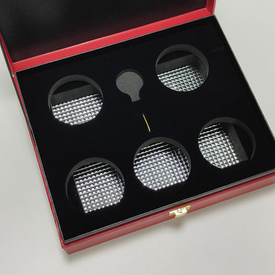 Caixa de presente de caviar de alta qualidade em couro PU com logotipo de folha de ouro para lata de 30g e 125g à prova d'água