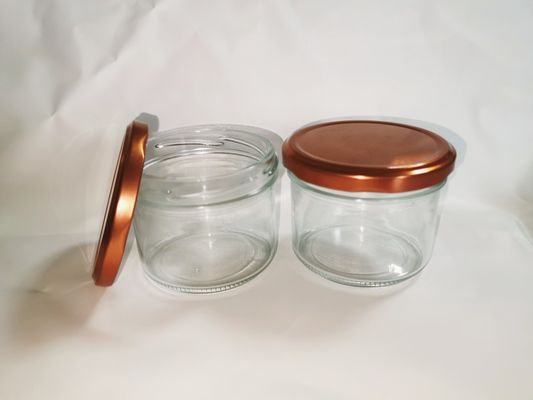 Frasco de vidro caviar transparente de alta qualidade alimentar padrão 8 onças 240 ml com tampa de metal