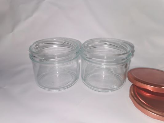 Frasco de vidro caviar transparente de alta qualidade alimentar padrão 8 onças 240 ml com tampa de metal