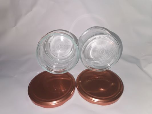 Frasco de vidro caviar transparente de alta qualidade alimentar padrão 8 onças 240 ml com tampa de metal
