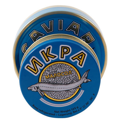 Embalagem redonda de caviar leve, latas vazias de caviar 100g 125g 250g 500g