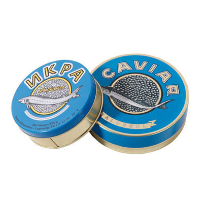 Embalagem redonda de caviar leve, latas vazias de caviar 100g 125g 250g 500g