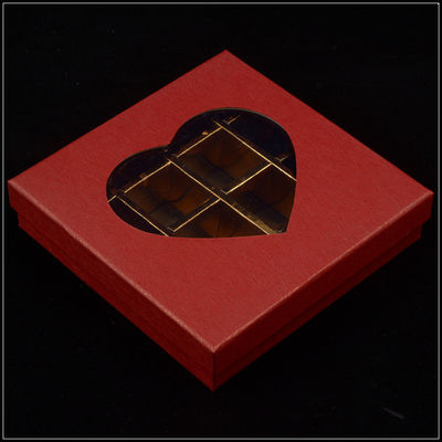Caixas de papelão com base e tampa, Caixa de chocolate do Dia dos Namorados com janela de plástico.