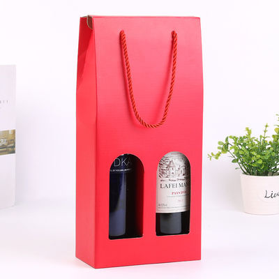 Caixas de vinho de papelão recicláveis, 2 garrafas de vinho caixa de presente bem selada
