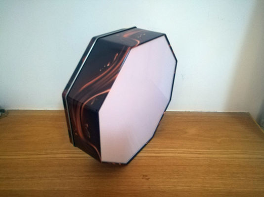 Caixa de lata de biscoito decorativa de forma hexagonal com janela de PET personalizada