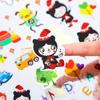 Etiqueta de autocolante de desenhos animados para crianças cortada a laser com estampagem de prata