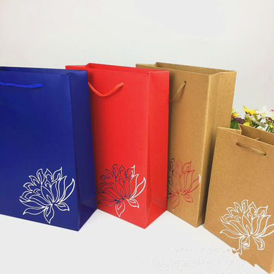 Sacos de compras de papel kraft ecológicos Logotipo impresso para loja / supermercado