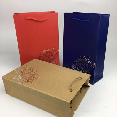 Sacos de compras de papel kraft ecológicos Logotipo impresso para loja / supermercado