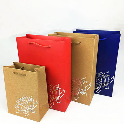 Sacos de compras de papel kraft ecológicos Logotipo impresso para loja / supermercado