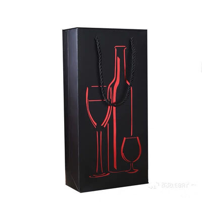 Papel revestido garrafa de vinho sacos de presente, verniz revestimento saco único de vinho