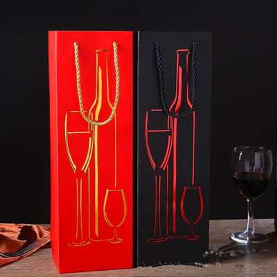 Papel revestido garrafa de vinho sacos de presente, verniz revestimento saco único de vinho