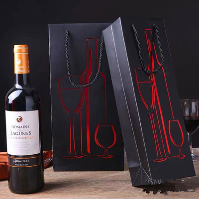 Papel revestido garrafa de vinho sacos de presente, verniz revestimento saco único de vinho