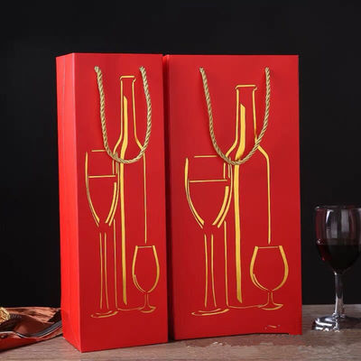 Papel revestido garrafa de vinho sacos de presente, verniz revestimento saco único de vinho
