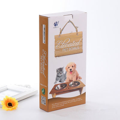 Caixa de embalagem de papel retangular personalizada, Caixas de cartão dobráveis para tigela de animais de estimação
