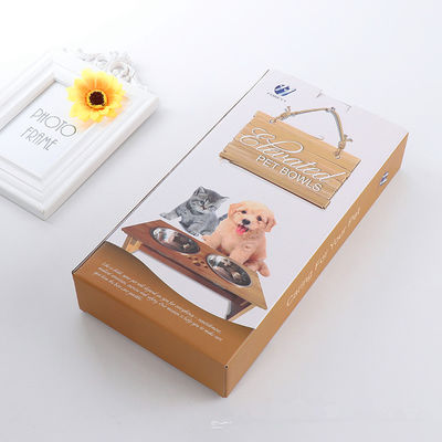 Caixa de embalagem de papel retangular personalizada, Caixas de cartão dobráveis para tigela de animais de estimação