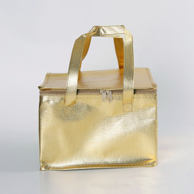 Impressão personalizada Saco de arrefecimento isolado de lado macio dourado para piquenique de porta externa