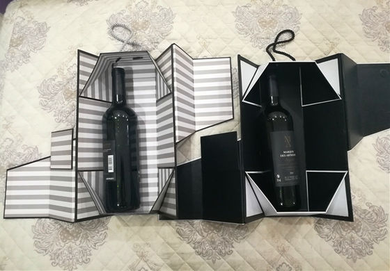 Caixa de cartão dobrável de luxo com fecho magnético embalagem garrafa de vinho manufatura