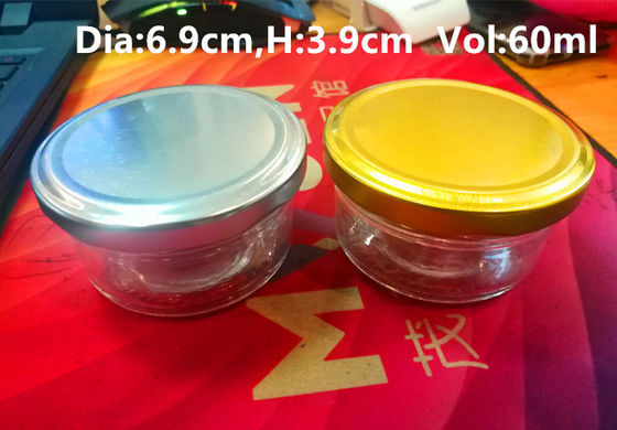 Garrafa de embalagem de caviar de vidro de alta transparência 50 a 60 gramas aprovada pela FDA