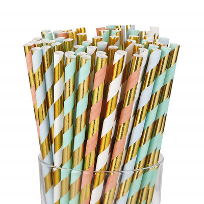 Palhinhas de papel Jumbo de folha de ouro, palhinhas de papel ecológicas para restaurantes