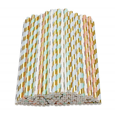 Palhinhas de papel Jumbo de folha de ouro, palhinhas de papel ecológicas para restaurantes