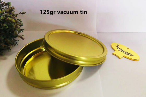 125 g lata de caviar vazia e redonda com material de papelão de 0,28 mm